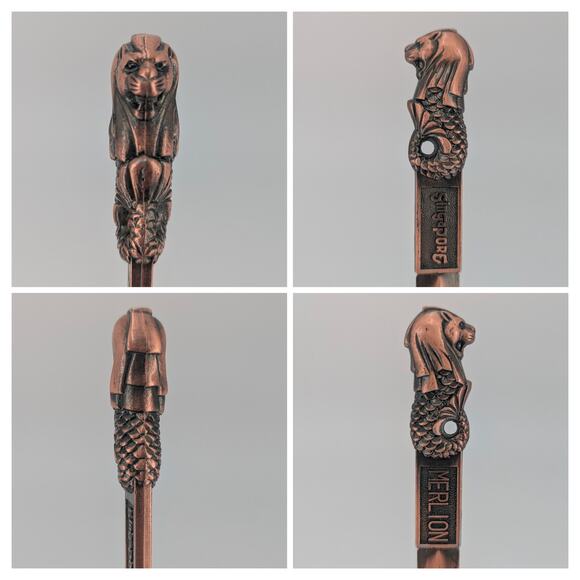 Merlion Letter Opener Metal VTG Singapore Bronze Color 8" Mermaid Lion Mascot - Picture 3 of 9